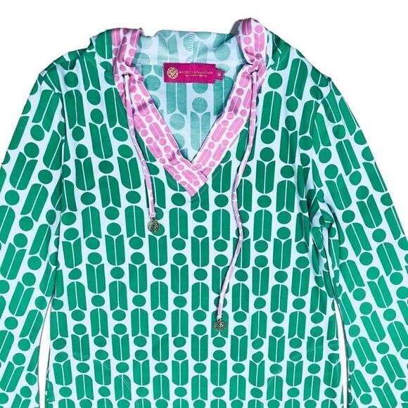 Macbeth Collection Geometric Print Bell Long Sleeve Cover Up Swimsuits Sz M NWOT - Picture 4 of 13